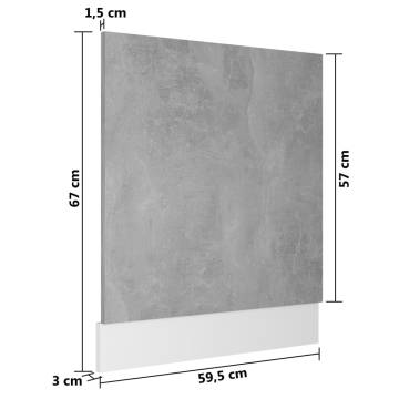 Concrete Grey Dishwasher Panel - 59.5x3x67 cm | HIPOMARKET