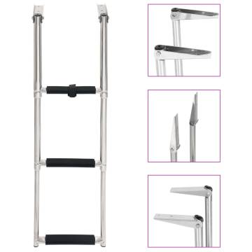 Folding 3-Step Stainless Steel Boarding Ladder - Hipomarket