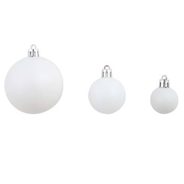 100 Piece Christmas Ball Set - White & Grey - Shatterproof Decor