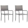 Stylish Outdoor Dining Chairs - 2 pcs Poly Rattan Grey