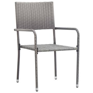 Stylish Outdoor Dining Chairs - 2 pcs Poly Rattan Grey