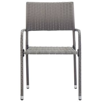 Stylish Outdoor Dining Chairs - 2 pcs Poly Rattan Grey