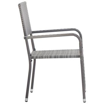 Stylish Outdoor Dining Chairs - 2 pcs Poly Rattan Grey