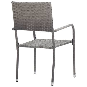 Stylish Outdoor Dining Chairs - 2 pcs Poly Rattan Grey