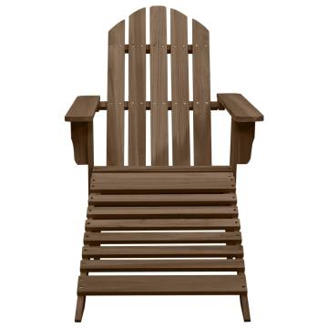 Garden Chair with Ottoman - Solid Wood Brown | Hipo Market