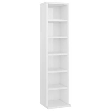 Stylish High Gloss White CD Cabinet - 21x20x88 cm