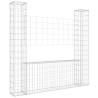 U-shape Gabion Basket with 2 Posts - Durable Iron 140x20x150 cm