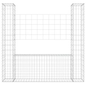 U-shape Gabion Basket with 2 Posts - Durable Iron 140x20x150 cm