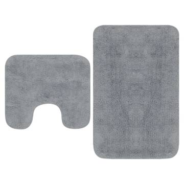 Luxurious Grey Bathroom Mat Set - 2 Piece Fabric Collection