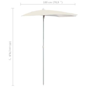 Garden Half Parasol with Pole 180x90 cm - Sand | Hipomarket