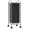 10-Drawer Mobile Storage Trolley - Black Plastic