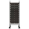 10-Drawer Mobile Storage Trolley - Black Plastic