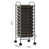 10-Drawer Mobile Storage Trolley - Black Plastic