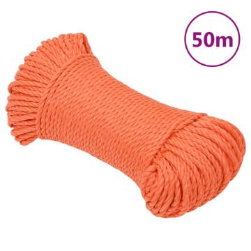 Durable 50m Orange Work Rope | 6mm Polypropylene