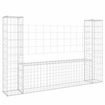 U-shape Gabion Basket with 2 Posts Iron 140x20x100 cm - HipoMarket