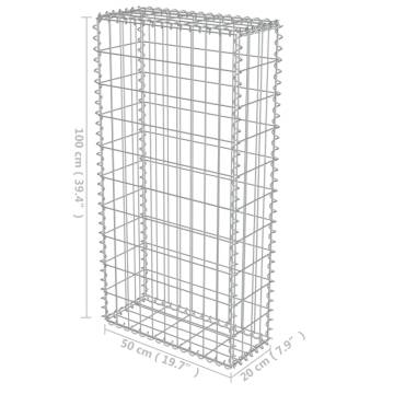 Gabion Wall with Covers - Galvanised Steel (50x20x100 cm)