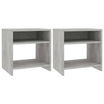 Set of 2 Concrete Grey Bedside Cabinets - Stylish Storage Solution