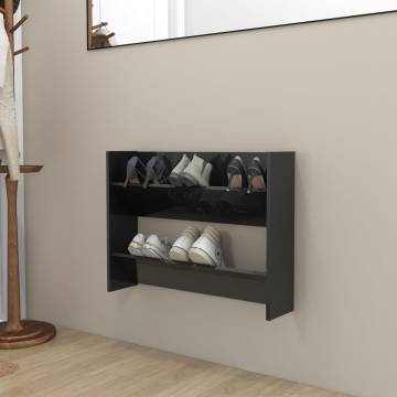 Wall Shoe Cabinet High Gloss Black - Organised Storage Solution