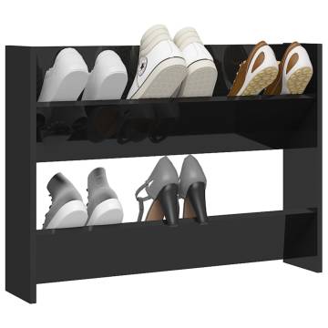 Wall Shoe Cabinet High Gloss Black - Organised Storage Solution