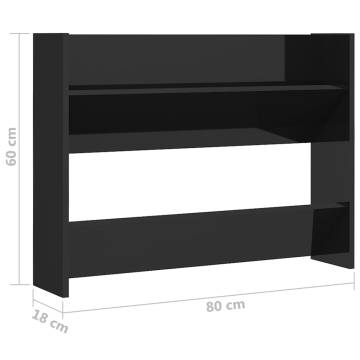 Wall Shoe Cabinet High Gloss Black - Organised Storage Solution