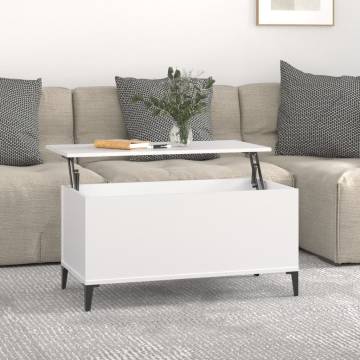 Stylish White Coffee Table 90x44.5 cm - Functional & Refined