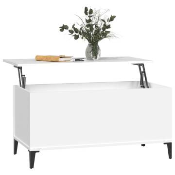 Stylish White Coffee Table 90x44.5 cm - Functional & Refined