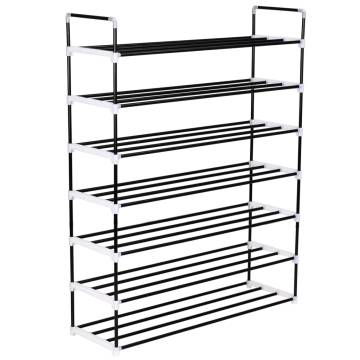 Shoe Rack with 7 Shelves - Metal & Plastic - Black | HipoMarket