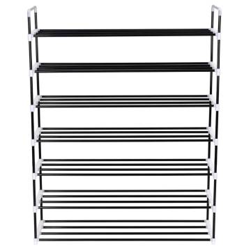 Shoe Rack with 7 Shelves - Metal & Plastic - Black | HipoMarket