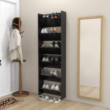 Stylish Wall Shoe Cabinets Set - High Gloss Black