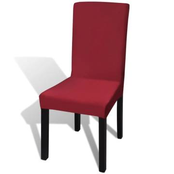 Straight Stretchable Chair Cover Set - Bordeaux (4 Pcs)