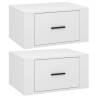 High Gloss White Wall-Mounted Bedside Cabinets - 2 pcs