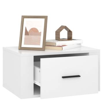 High Gloss White Wall-Mounted Bedside Cabinets - 2 pcs