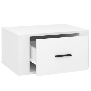 High Gloss White Wall-Mounted Bedside Cabinets - 2 pcs