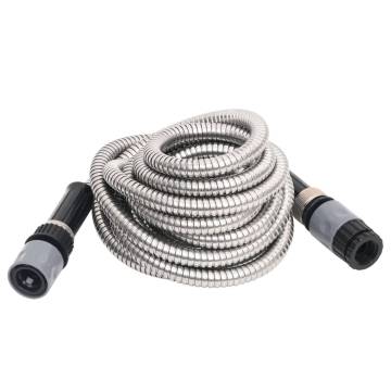 Durable Stainless Steel Garden Hose with Spray Nozzle - 15m