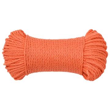 Work Rope Orange 8mm - 100m Durable Polypropylene Rope