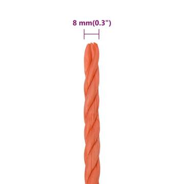 Work Rope Orange 8mm - 100m Durable Polypropylene Rope