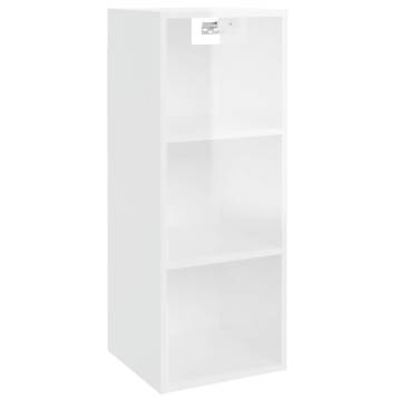 High Gloss White Wall Cabinet - Stylish Storage Solution