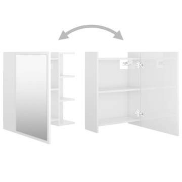 High Gloss White Bathroom Mirror Cabinet - 62.5x20.5x64 cm