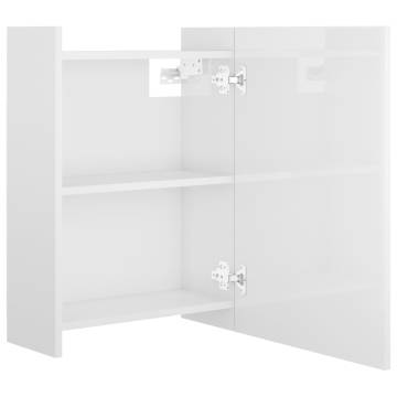 High Gloss White Bathroom Mirror Cabinet - 62.5x20.5x64 cm