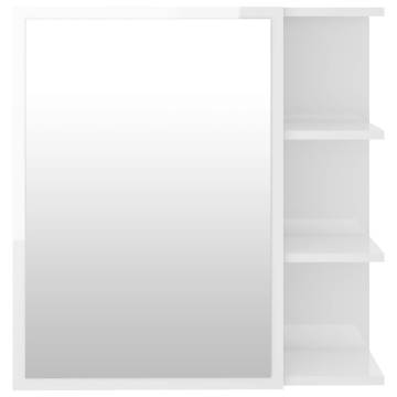 High Gloss White Bathroom Mirror Cabinet - 62.5x20.5x64 cm