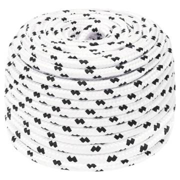 Braided Boat Rope White 10mm x 25m - Durable Polyester