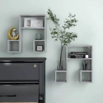 Stylish Concrete Grey Wall Shelf - 2 pcs | Hipomarket UK