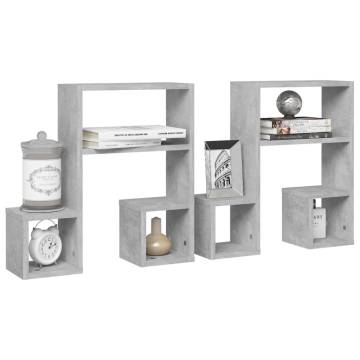 Stylish Concrete Grey Wall Shelf - 2 pcs | Hipomarket UK