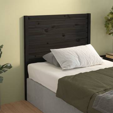 Stylish Black Bed Headboard - Solid Pine Wood 96x4x100 cm