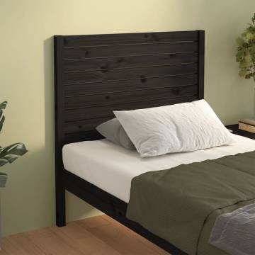 Stylish Black Bed Headboard - Solid Pine Wood 96x4x100 cm