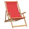 Folding Beach Chair Solid Wood Teak Red - Hipomarket UK