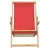 Folding Beach Chair Solid Wood Teak Red - Hipomarket UK