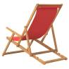 Folding Beach Chair Solid Wood Teak Red - Hipomarket UK