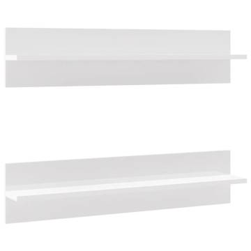 Stylish High Gloss White Wall Shelf - 2 pcs | Hipomarket