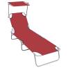 Folding Sun Lounger with Canopy Red Aluminium Colour red Quantity in Package 1 